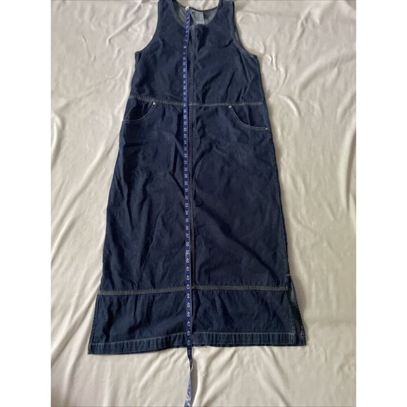 Basic Editions Womens Denim Sleeveless Jumper Dress M Medium Blue Cotton - Picture 8 of 10